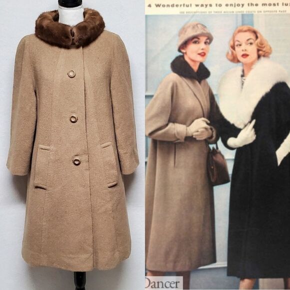 VINTAGE 1950s Stevens Hockanum Fabric Topaz Mink Boucle Fabric Top Coat